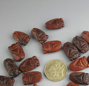 印度小叶紫檀木双面立体雕刻蝉知了一鸣惊人饰品diy配件配饰吊坠