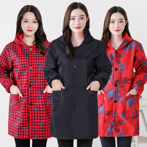 女士加绒罩衣大人加厚围裙长袖工作服防水防油厨房家用干活穿罩衫