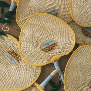 杂啊 汽水幻想夏季创意手工编织扇子便携包边棕叶手摇老式大蒲扇