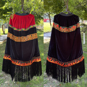 凉山彝族披风 黑色男女传统彝族披肩套装 石林火把节彝族斗篷服装