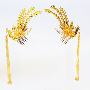 古装发饰品新娘合金复古头饰偏凤钗宫廷皇后娘娘流苏发钗镀金簪子