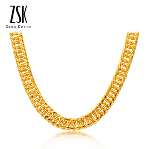 zsk珠宝黄金项链男足金999老板链大金链子牛仔链简约男士金链子
