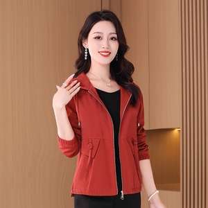 高端品牌杭州意法风衣女款2024新款秋季爆款红色喜妈妈短外套上衣