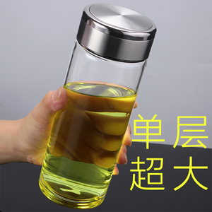 俊范大容量水杯子简约单层玻璃杯男加厚底耐高温大号透明泡茶杯