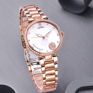 古尊手表女18k石英女表简约时尚钢带防水女士腕表星月系列9802