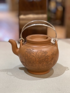 徐惠琴制壶 秋石紫砂刻绘原矿老段泥提梁壶