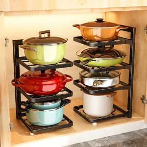 厨房锅架柜内家用多层放平底锅炒锅橱柜内分层置锅具下水槽置物架