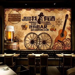 手绘砖墙复古我有故事你有酒吗壁画酒吧迪吧ktv壁纸餐厅美食墙纸