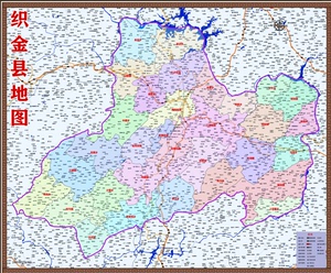 2020年贵州毕节市织金县百度版行政交通旅游乡镇地图100x120cm