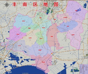 2019年河北唐山丰南区百度版地图行政交通旅游乡镇地图107x126cm