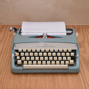 corona复古打字机蓝绿色日本产1980年代正常使用古董收藏文艺礼物