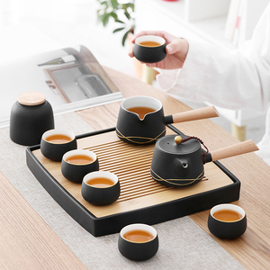 领艺日式黑陶实木侧把壶陶瓷茶壶泡茶茶具家用客厅简k约单个办公
