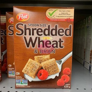 加拿大post 宝氏shredded wheat 覆盆子小麦碎格高纤麦片525克