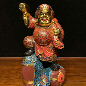 日本大黑天财神摆件唐密真言宗桧木雕金色人物居家装饰日式佛像