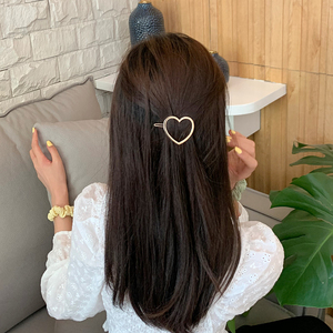 镂空爱心发夹可爱少女心金色桃心边夹日韩公主头顶夹简约发饰学生