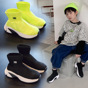 鞋子2022新款秋季时尚儿童袜子鞋高帮针织透气春秋男童运动鞋惟妙惟