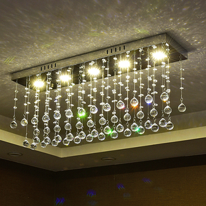 现代简约LED餐厅水晶过道灯长方形水晶吊灯鱼线吊灯吊线灯晶灯