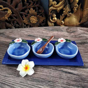 精油碗调膜碗美容床装饰精油碟精油盘美容院spa装饰美容调配盘套