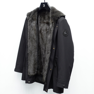 派克服男中长款连帽水貂内胆整貂男大衣冬季休闲皮毛一体皮草外套