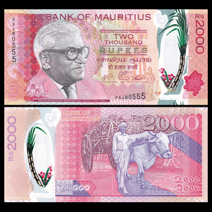 特价 全新unc 毛里求斯2000卢比 塑料钞 外国钱币 2018年 p-new