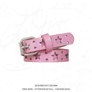 ciseonik 千禧辣妹个性镂空细腰带创意五角星心形镂空设计皮带女