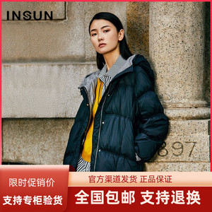 恩裳蔻2021秋冬新款90高含绒量白鸭绒千鸟格防风短款羽绒服外套