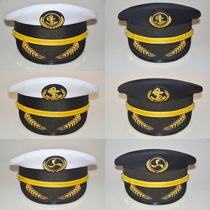 珊锦航新式海员帽航海制服帽子船长游艇百搭遮阳刺绣短檐大盖帽