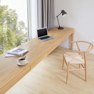 定制北欧纯实木长书桌卧室简约一字加长电脑桌带抽屉双人长条桌子