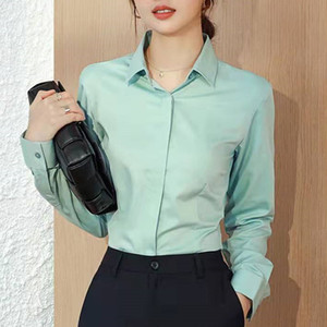 竹纤维衬衫女长袖春夏新款韩版气质修身通勤职业正装免烫弹力衬衣
