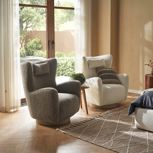意式旋转沙发椅小户型客厅单人沙发简约现代实木休闲高靠背老虎椅