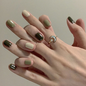 假指甲贴片 夏日显白跳色美甲成品短款手工光疗穿戴甲学生可拆卸