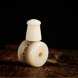 天然牛头骨嘎巴拉佛头三通佛珠手串配饰diy饰品配件