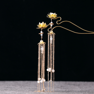 古风仙鹤长流苏发簪汉服配饰才宫廷盘发头饰中式新娘步摇超仙公主