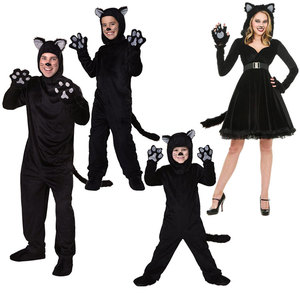 COS 万圣节化妆舞会 动物黑猫表演服 儿童猫 成人猫服装 猫亲子装