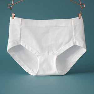 8056人付款淘宝5条白色纯棉内裤女简约中腰纯色甜美日系蕾丝边透气