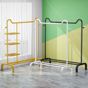 鞋架衣帽架一体铁架卧室床头边晚上睡觉临时放衣服的神器三角落地
