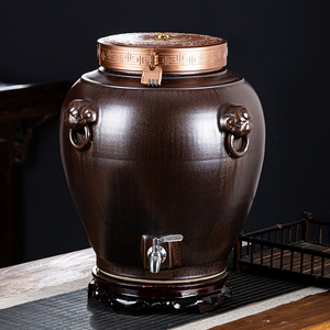 加厚陶瓷酒坛家用密封复古酒缸窖藏白酒专用3050100200斤装带龙头