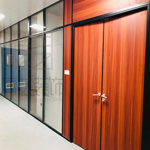 温州办公室隔断铝合金生态板客厅入户推拉木门钢化玻璃门隔音定制