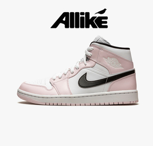 air jordan 1 mid aj1玫瑰粉 白粉白紫 男女中帮篮球鞋bq6472-500