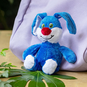 清秀文创复古红鼻子蓝兔子毛绒公仔女孩爱心可爱兔兔童趣玩偶摆件