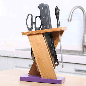 天竹x型刀座菜刀架刀具架厨房用品竹制插刀架收纳架厨房置物架