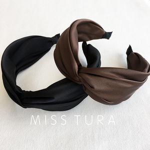 Miss Tura韩国进口中间交叉打结宽边发箍 绸缎面料顺滑手感头箍