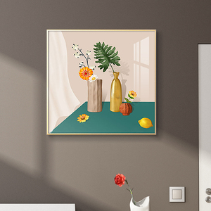 餐厅房间装饰画轻奢客厅正方形有框画厨房轻奢壁画餐桌背景墙挂画