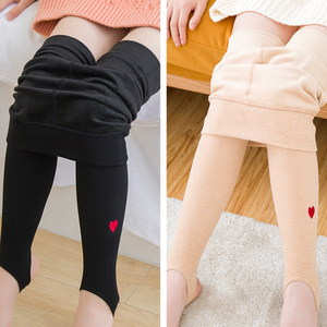 秋冬季儿童踩脚裤加绒加厚打底裤舞蹈女童打底裤刺绣小女孩连袜裤