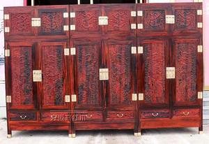 红木老挝大红酸枝雕龙顶箱柜交趾黄檀中式卧室6门衣柜储物柜雕花