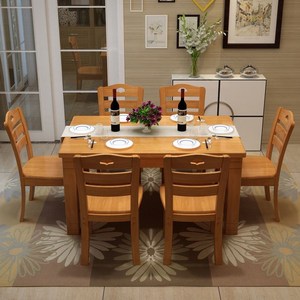 长方形时尚吃饭桌欧式家居家庭实木餐桌椅组合4/6人简单桌子个性