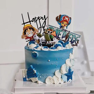 蛋糕装饰摆件海盗船帆船海贼王摆件路飞卡通主题蛋糕装饰儿童摆件