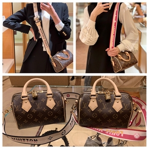 lv/路易威登女包新款老花speedy 20枕头包单肩斜挎手提包m45957