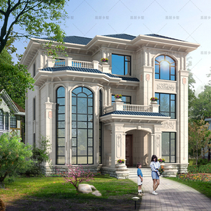 312新款豪华型别墅设计图纸三层欧式风格新农村自建房施工图网红
