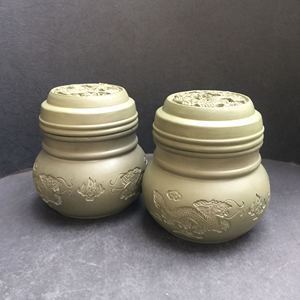 蛐蛐罐蟋蟀盆名家张宗玉早期尖峰之作大年份绿泥葫芦形蒙心叫罐
